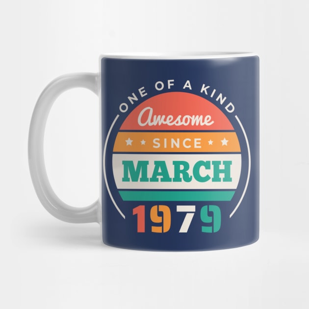 Retro Awesome Since March 1979 Birthday Vintage Bday 1979 by Now Boarding